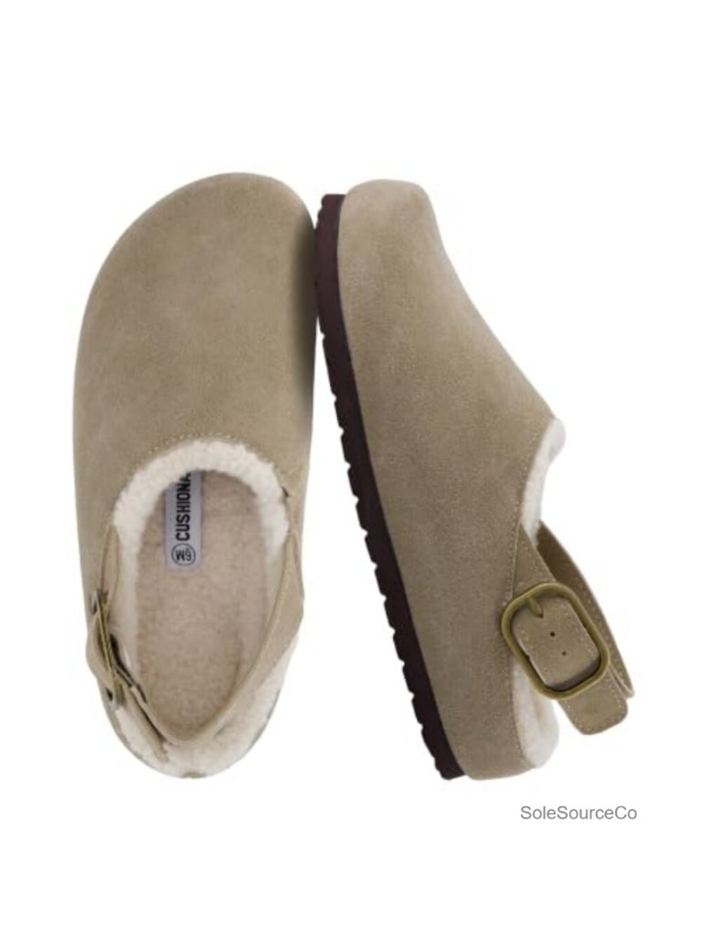 Suede Fuzzy Lined Clogs Women's Adjustable Mules